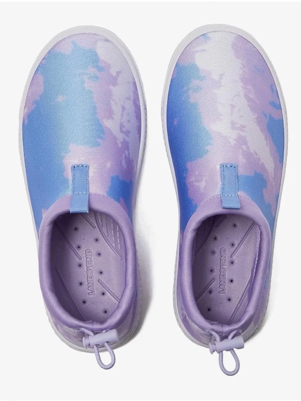 Lands' End Kids Tie-Dye Slip-On Water Shoes in Purple and Blue